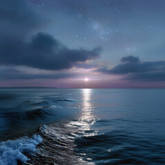 Wall Mural - the sky is dark and cloudy, and the ocean is calm