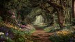 © Nurul - Enchanted forest path winding through vibrant flowers and trees