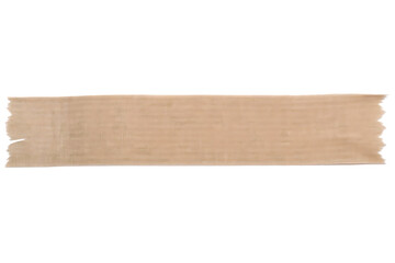 Leinwandbilder - Beige Fabric Tape Piece with Torn Edges Isolated on Black Background