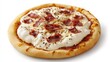 © Ксения Омельченко - A small pizza with cheese and herbs on a white background.