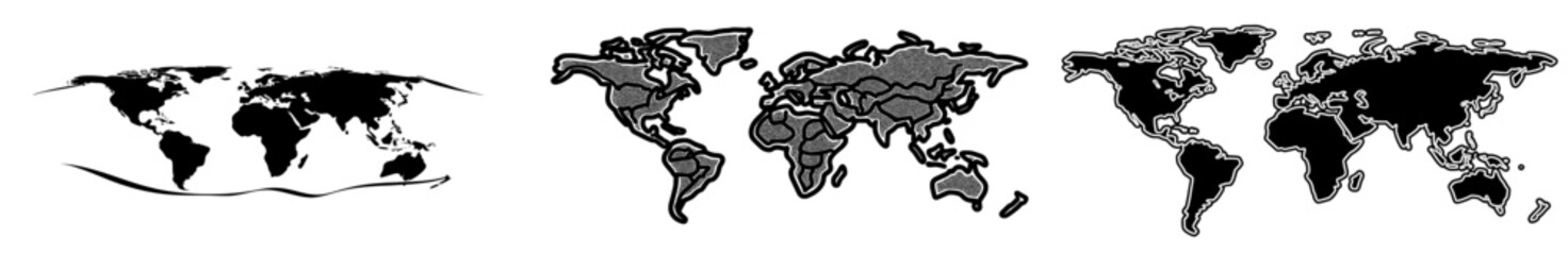 Poster - a world map provides a flat view of planet earth and serves as a template