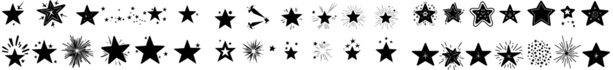 Aufkleber - The star and sparkle icon set offers a diverse range of star shapes for use in design, decoration, and celestial-themed projects, such as logos, icons, and illustrations