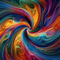 Poster - This image presents an abstract, swirling design with a vibrant, multicolored palette.