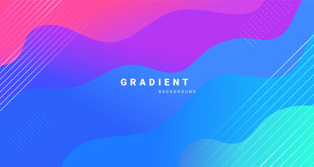 Poster - Modern gradient background with wavy shapes and diagonal line elements