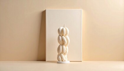 Poster - Artistic candle sculpture display minimalist studio photography neutral tones close-up view contemporary design
