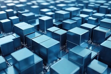 Aufkleber - a sea of metallic blue cubes