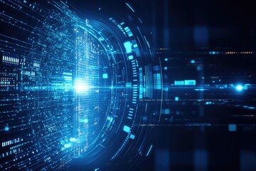 Fototapete - Futuristic digital network system