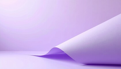 Poster - Dynamic paper roll unveiling minimalist purple background graphic design clean aesthetic top view creative inspiration