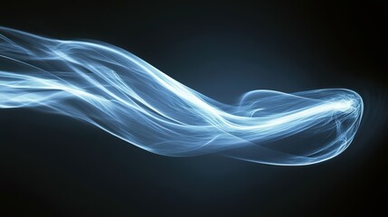 Poster - Ethereal flow of pale blue light strands against a dark gradient backdrop