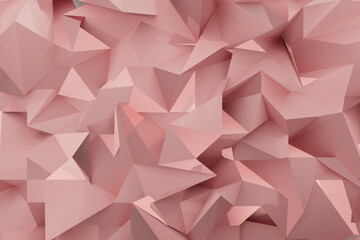 Fototapete - Abstract 3D geometric background of soft pink facets, triangles, edges in mess, great for website designs, app backgrounds. 3D rendering pattern in futuristic modern minimal style.