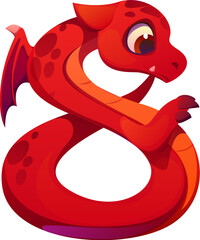 Fototapete - Asian red dragon character font digit 8 eight. Fairy monster character typeface numeral symbol, vector kids ABC font digit. Fantasy dragon personage math type figure or alphabet typeface number