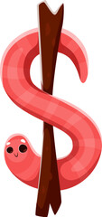 Poster - Autumn season font earthworm punctuation dollar currency sign. Autumnal kids ABC typeset punctuation mark, thanksgiving vector English alphabet font sign. Fall season type element or typeface symbol