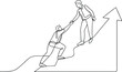 © alamingraphics27 - Single continuous one line drawing of a happy businessman helping his colleague rise from failure, minimalist teamwork and support vector illustration