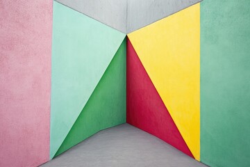 Poster - Vibrant triangular walls in a cornered space