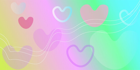 Poster - Minimalist banner background, rainbow colors. Circle effect in the shape of a love symbol, with layered wave lines.eps 10