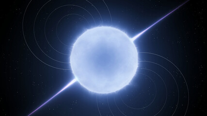 Wall Mural - pulsar isolated. spinning neutron star on black background. source of radio emission in space.