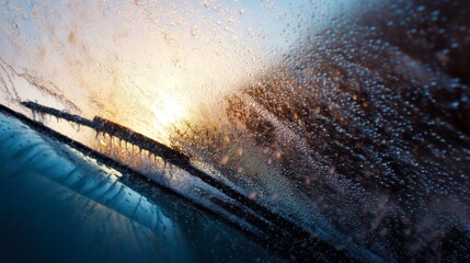 Poster - Close Up of Water Spraying onto a Surface During Sunset Moments