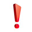 © PixelXpert - Bold, glossy red exclamation point, standing upright isolated on transparent background