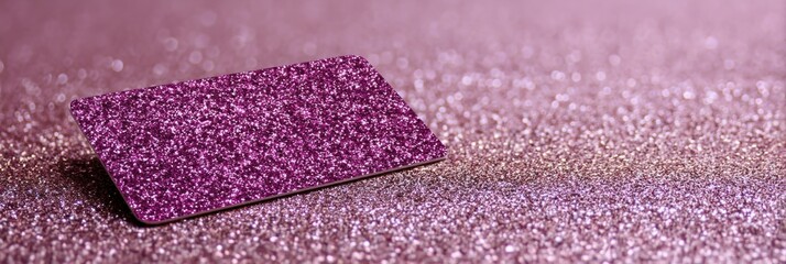 Poster - Glossy Gift Card Resting on Shimmering Surface Reflecting Soft Light in Vibrant Colors