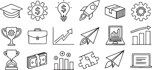 Poster - Flat Line Art Icons on White Background