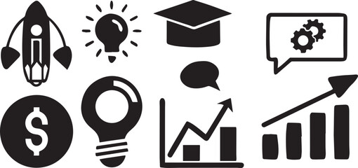 Poster - Minimalist White Background Line Art Icons