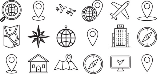 Poster - Simple Black Line Icons on White Background