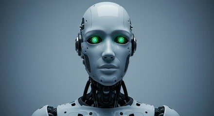 Fototapete - Futuristic robot head close up