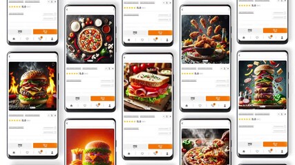 Wall Mural - E-commerce sales of fast food products by phone
