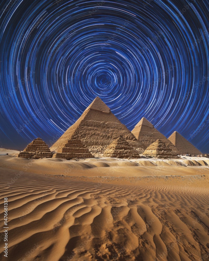 Majestic Pyramids of Giza under a Swirling Starry Sky Time Lapse in ...