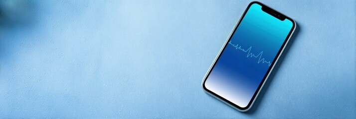 Aufkleber - Digital Health App Mockup on Smartphone With Empty Gradient Background for Showcasing Wellness Features