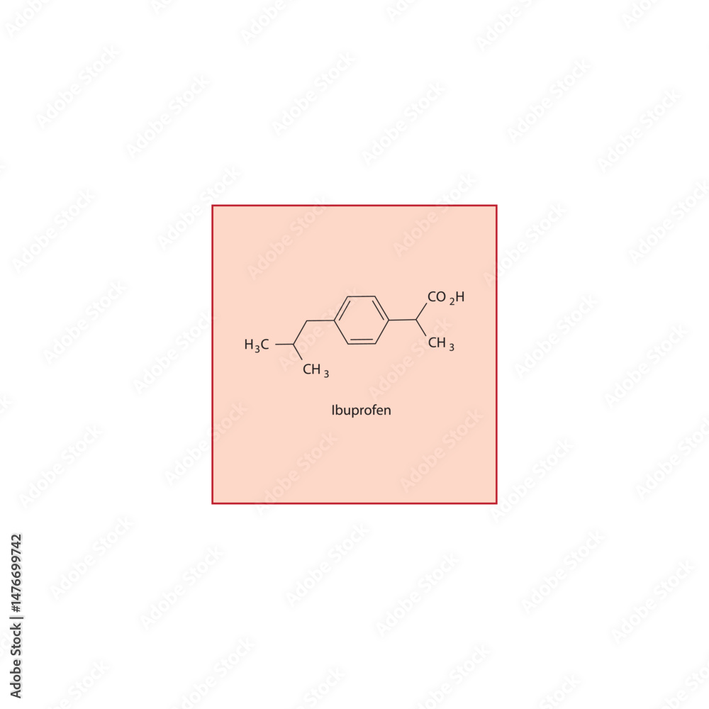 Nsaids Structure Ibuprofen molecule molecular structure, NSAID compound skeletal formula ...