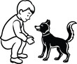 © Nathray - child play with dog vector silhouette