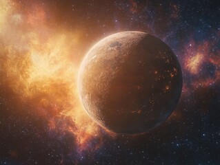 Wall Mural - Fiery nebula around planet