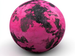 Poster - Pink and Black Abstract Sphere on White Background Studio Shot with Textured Surface and Shadow for Graphic Design