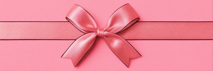 Leinwandbilder - Bow Ribbon Design on Soft Pink Background Creates an Elegant and Minimalistic Decorative Element Perfect for Gifts or Celebrations