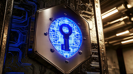 Poster - Digital Key Security: Futuristic Cyber Protection Shield