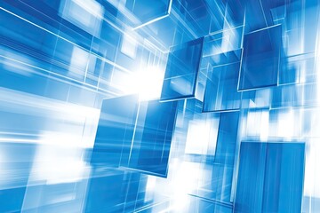 Poster - dynamic blue cubes in motion
