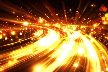 Poster - golden light streaks, dynamic curves