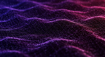 Leinwandbilder - Abstract digital data structure with flowing particles in purple and red tones. Futuristic technology background with dynamic wave pattern, ideal for modern designs.