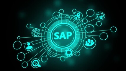 Internet, business, Technology and network concept. SAP System Software Automation concept on virtual screen data center.