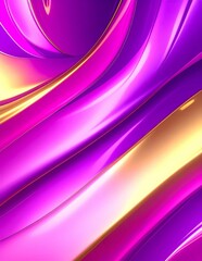 Fototapete - Swirling ribbons of vibrant purple and shimmering gold intertwine, creating a luxurious and dynamic abstract background with a glossy finish