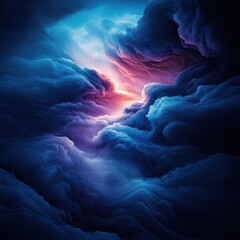 Poster - Abstract cloudscape art with ethereal light and dark blue hues digital painting fantasy backdrop