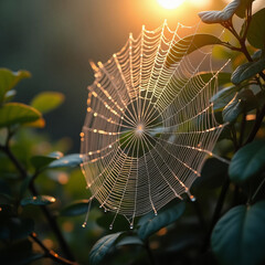 spider web with dew drops