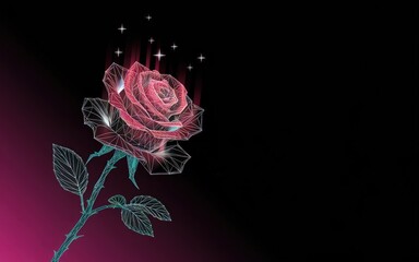 Poster - Floral Abstraction: A luminous, digitally rendered rose, crafted with geometric precision, radiates against a gradient backdrop, suggesting an ethereal, modern take on natural beauty.