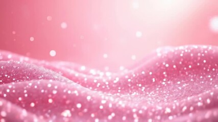 Poster - Waves of soft pink material gently undulate while sparkling light dances, creating a calming and enchanting visual experience
