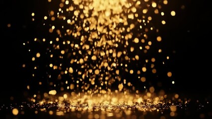 Poster - Golden particles cascade elegantly, creating a captivating atmosphere with shimmering effects that draw the eye and inspire wonder