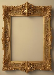 Wall Mural - Exquisite gold vintage frame, intricate baroque design  Elegant scrollwork ,  art,  antique,  frame