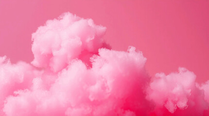 Poster - Pink clouds on pink background. Concept for soft, fluffy, sweet, feminine, cotton candy, baby shower themes. Gentle and dreamy abstract backdrop.
