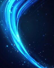 Poster - Abstract blue light streaks flowing diagonally across dark space with glowing particles and bokeh effects