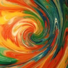 Poster - Swirling Paint Abstract Art Macro Shot of Colorful Mixed Paints Creating a Vortex of Color and Texture